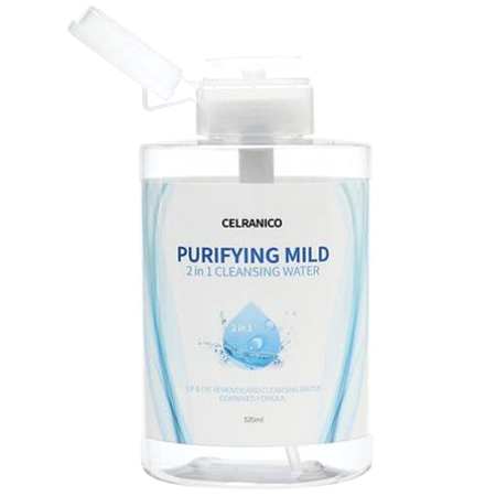 Celranico Purifying mild 2 in 1 Cleansing water 500ml คลีนซิ่งล้างเครื่องสำอางกันน้ำได้ สารสกัดจากน้ำแร่ร้อน มีมอยซ์เจอร์ไรเซอร์ให้ผิวชุ่มชื่น ไม่แห้งตึงหลังเช็ด