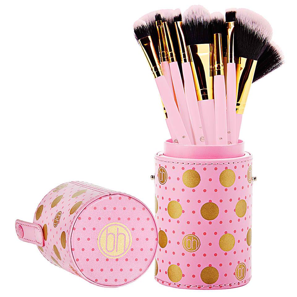 BH Cosmetics Dot Collection - 11 Piece Brush Set Pink เซ็ตแปรงแต่งหน้า BH Cosmetics 11 ชิ้น ครบทุกการใช้งาน ที่ใส่แปรงลายจุด เป็น Dot Collection Pink Brush Set Pink