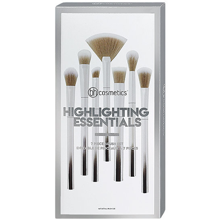 BH Cosmetics Highlighting Essentials - 7 Piece Brush Set เซ็ทแปรงแต่งหน้า 7 ชิ้น แปรงไฮไลท์ไว้ปรับรูปทรงใบหน้า เพิ่มความเปล่งประกาย แปรงด้ามจับสีขาวปลายออมเบรโลหะสวยหรู